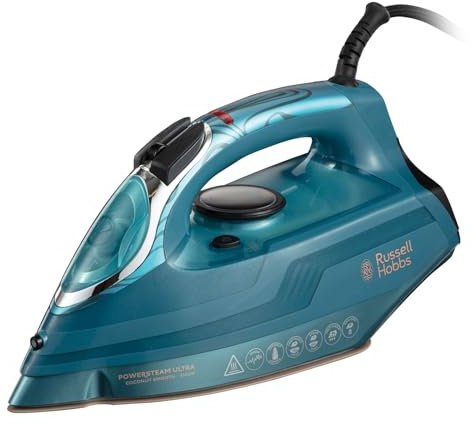 Russell Hobbs Iron [ 3100W, 230g ] PowerSteam Ultra Steam Shot Series (Coconut Infused Ceramic Soleplate, 50% Smoother Glide, 2x More Durable, Anti-Calc, Auto Shut-Off) 26340