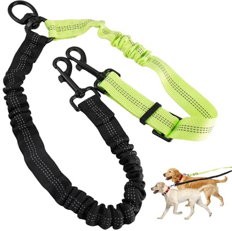 HJYIMYI Correa Doble para Perros, Sin Enredos, 360° Rotatable, Reflectante, Ajustable, Doble Divisor de Correa para Perro, Correa para Dos Perros Juntos, para Perro Pequeños, Medianos y Grandes