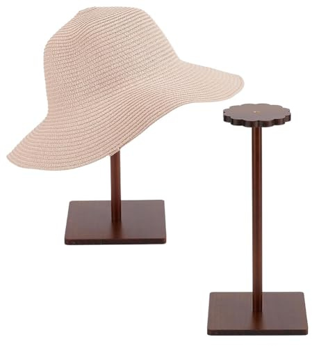 OLYCRAFT 2pz Supporto da Tavolo per Cappelli in Legno Marrone con Base Quadrata Portacappelli Vintage in Legno Massello Supporto Portacappelli Mensola Tavolo per Armato Casa Negozio Scaffale Decor