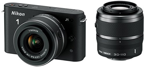 Nikon 1 J1 Compact System Camera with 10-30mm and 30-110mm Double Lens Kit - Black (10.1MP) 3 inch LCD (Certified Refurbished)
