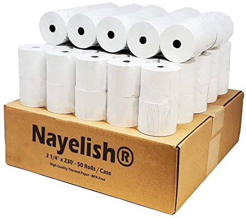 2-1/4 x 230' 1-Ply Thermal Paper (50 Rolls) BPA Free Cash Register Tape for Sharp 01PU, 01PU, ER-A520, ER-A530, UP-700, XE-A201, XE-A202, XE-A302 Citizen CBM262, CBM270 from Nayelish