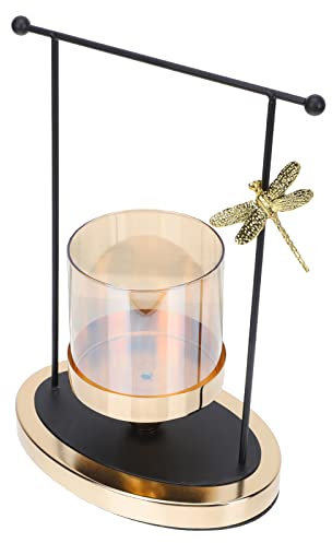 ibasenice 1 Pc Candelero Linternas Conmemorativas Candelabro Votivo Candelabro De Metal Linterna De Vela Antigua Candelabro Candelita Portavelas Libélula Vidrio Hierro Forjado Sujetavelas