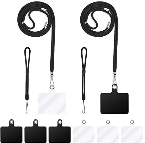 Molain Mobiltelefonband, nylon crossbody snodd för runt halsen, 2 st telefonhalsband + 2 st handhandledsremmar + 6 st telefonband lappar kompatibla med smartphones nycklar plånbok kamera