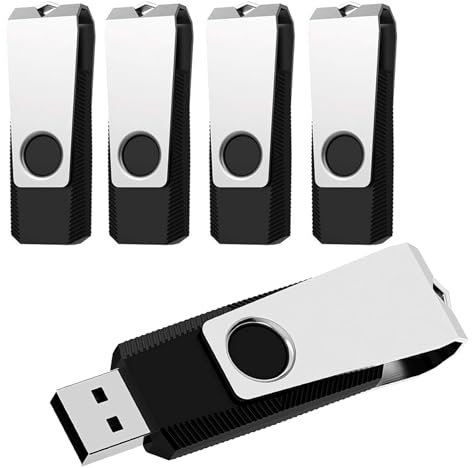 5 Pack Memoria USB 8GB, ABLAZE Pendrive USB 2.0 con Diseño Giratorio y LED, Almacenamiento Portátil para Estudiantes, Trabajo, Fotos, Música y Coche, (5 Negro)
