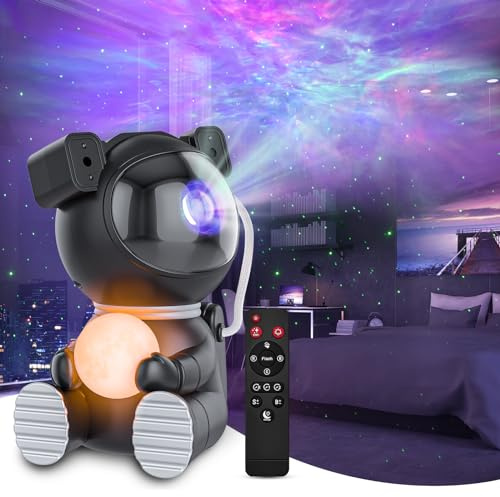 Cayclay Astronaut Galaxy Projector, Star Projector with Timer and Remote, Night Light with Moon Lamp, LED Nebula Lamp for Kids Adults, Room Decor Gift (Black)