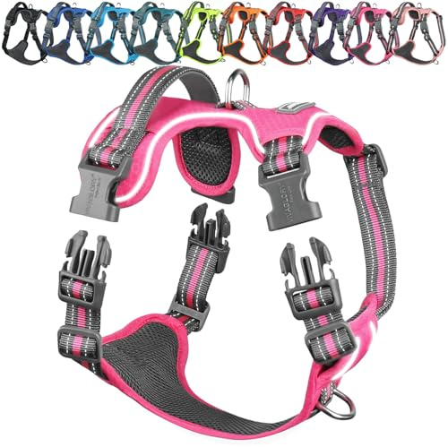 VIVAGLORY No Pull Dog Harness Vest Harness, L, Pink - Patterned