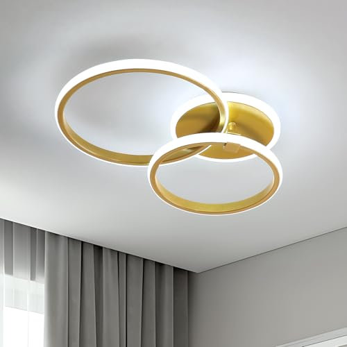 Mckalen Plafon LED Techo 42W 4700LM, Redondo Lampara de Techo Blanco Frío 6500K, Moderna Luz de Techo Oro para Salón Dormitorio Cocina