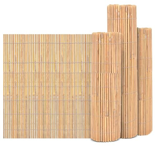 FlickBuyz Garden Bamboo Slat Natural Garden Fence Screening Roll Privacy Border Wind/Sun Protection (1m x 4m)