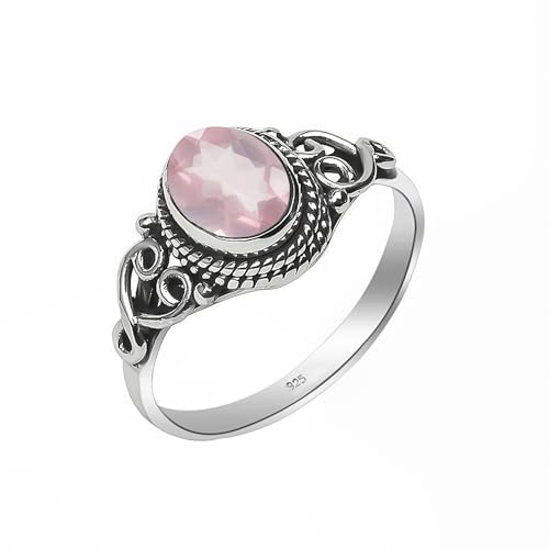 HIMALYA QUARTZ Anillo de plata esterlina 925 para mujer, anillo de piedra preciosa 100% natural, diseño de solitario, anillo de compromiso hecho a mano NH-25-P