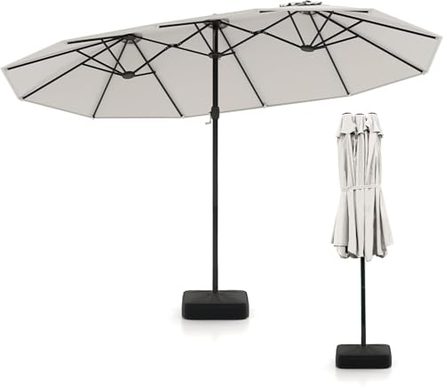 COSTWAY dubbelt parasoll med stativ, 443 x 265 cm, parasoll stort XXL
