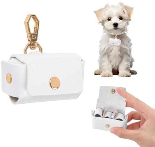 JYNVO Porte-alliances en cuir blanc pour chien, boîte pour bagues de mariage, support pour collier de chien, sac pour alliances, accessoires de mariage, cadeau