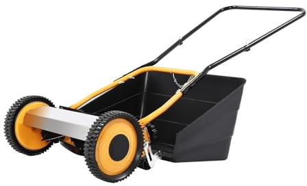 14 Inch Push Reel Lawn Mower, Manual Cylinder Mower with 12-42mm Cutting Height Adjuster & Grass Collection Box for Small Gardens