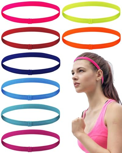 WINXMIN 8 Pezzi Sportiva Fascia Capelli, fascetta capelli uomo, Sportivo Sottile, Fasce per Capelli Uomo Antiscivolo, Fascette Capelli per Sport, Yoga, Fare Jogging, Calcio, fascette per capelli