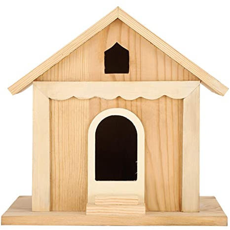 Casa para pájaros de Madera, Caja Nido Hecha a Mano, Refugio Seguro para Aves Silvestres como Golondrinas y Loros, Ideal para decoración de jardín al Aire Libre, 18x18x14,5 cm,