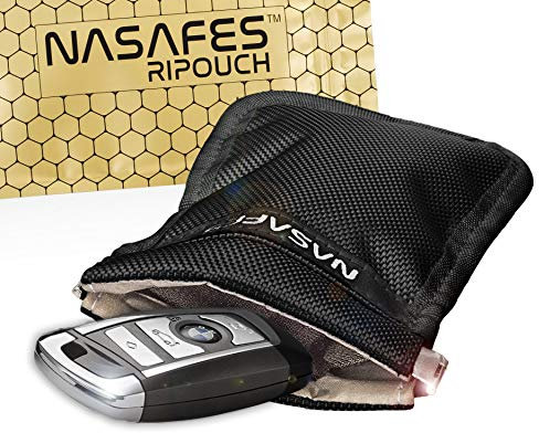 Autoschlüssel Schutz Keyless Tasche mit magnetisch-geräuschlosem Federverschluss ermöglicht 1 Hand Bedienung– Keyless Go Schutz Tasche blockiert Funkfrequenzen für Autos aus Europa, Amerika & Asien