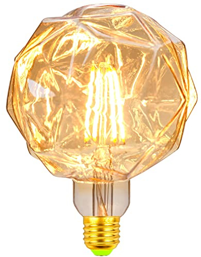 Tianfan LED-lampor, vintage, 4 W, varmvit, 2 500 Kelvin, stor glob, kristall, LED-lampa, 220/240 V, Edison-skruv, E27-bas, speciell dekorativ glödlampa, G125 (lotus)