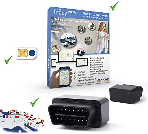 Tracy-OB12 4G/LTE Sofortstartpaket: Kompakter OBD2 KFZ/LKW GPS-Tracker, EU-Ortung, SIM-Karte, Portal & App fertig vorbereitet. 12 Mon. Alles inklusive. Einstecken, fertig! 4G LTE Technik !