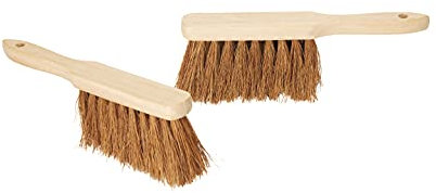 Novaliv 2er Set Handfeger KOKOSBORSTEN Autohandfeger Besen weiche Borsten Kokosfeger Industriehandfeger Auto Schneebesen Holz Hand Brush Handfeger Grob Handfeger Campen Besen Auto Handfeger Draußen