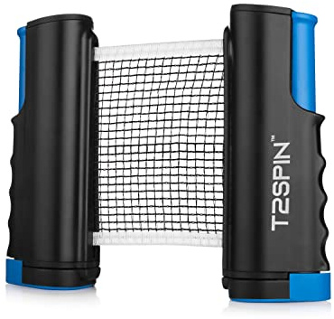 T2Spin Premium Retractable Ping Pong Net for Any Table - Portable Table Tennis Net -Ping Pong Net with Clamps -Table Tennis Accessories - Comes with Large Storage Bag
