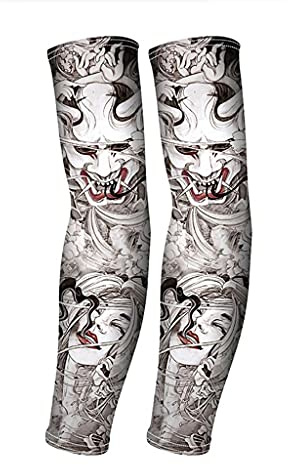 Uteruik Falsk tillfällig tatuering ärm UV-skydd arm ärmar skydd unisex solskydd armstrumpor, 1 par (#E)