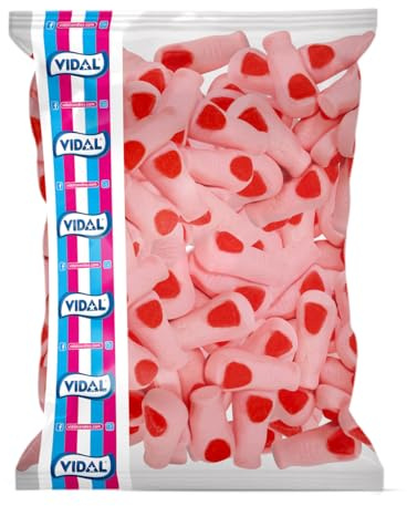 Vidal Golosinas – Mega Dedos Foam Bolsa 1 kg | Golosinas tipo dedos espumosos sabor fresa | Sin gluten | Textura blandita suave