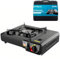 Axig Camping Gas Portatil para Cocina Exterior - Hornillo de Acero Inoxidable 1 Fogon para Cartucho o Bombona de Gas Butano con Potencia de 2200W y Maletín de Transporte para Acampada, Senderismo…