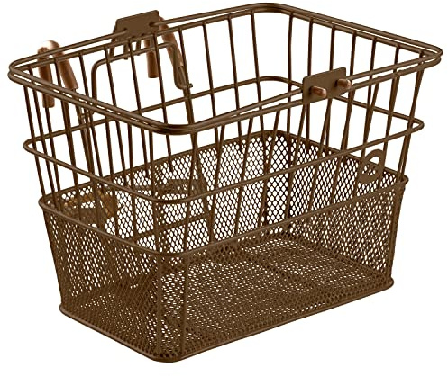Retrospec Apollo Detachable Front Bike Basket Steel Half-Mesh with Integrated Detachable Hooks and Built-in Handle, Easy Assembly and Portability for Bicycles