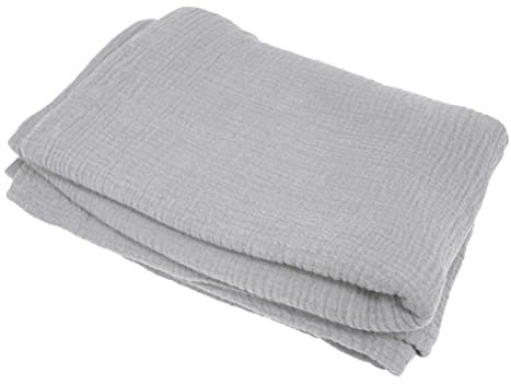 jilda-tex Bio-Tagesdecke Musselin Medina 100% Bio-Baumwolle Knitterlook Uni Made in Green (Hellgrau, Überwurfdecke 150x200 cm)