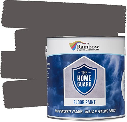 RAINBOW CHALK MARKERS LTD HOME GUARD FLOOR PAINT Hard Wearing Water-Based Paint that is ideal for Interior and Exterior Concrete, Patio Floors. Satin Finish (2.5 Litre, Dark Grey)