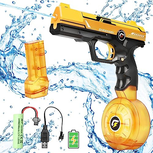 VATOS Electric Water Gun Pistol - Rechargeable Automatic Water Pistols with 450 CC + 58 CC Large Capacity | 32 FT Squirt Guns Spray Blaste Summer Beach Pool Outdoor Toys for Adults Kids