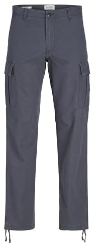 JACK & JONES Mens Cargo Combat Trouser Relaxed Fit Button Fastening Pants for Men UK, Smoked Pearl- 28W / 32L