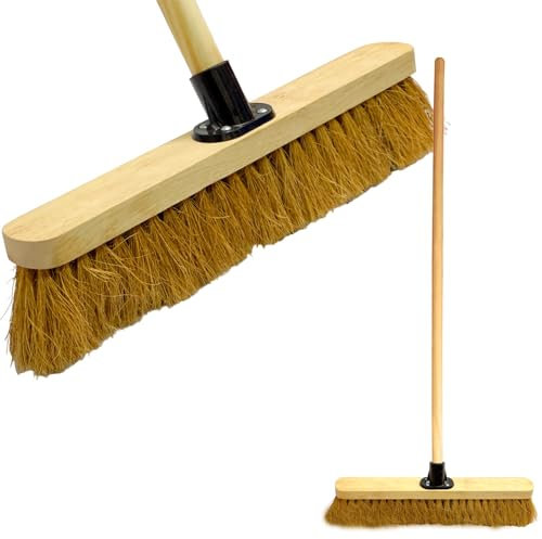 18” Sweeping Brush Indoor Soft Broom with Wooden Handle Coco Bristles Indoor Floor Broom with Durable Support Bracket Cleaning Brush for Easy Swiping Dust And Wisp Floors (PACK OF 1)