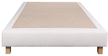 Luxury Literie Sommier tapissier 160x200, Beige, Gamme Prestige Hôtel, Bois Massif + Pieds offerts