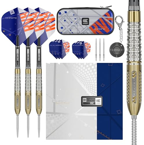 Target Darts Raymond van Barneveld Chrono Steel Tip Swiss Point Darts, 95% Tungsten Dart Set, 23G | Includes Storage Case Takoma Wallet, Extra Dart Flights, Swiss Points & Tool