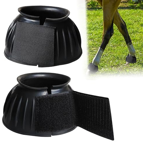 WANDGU Hufglocken Gummi: Schwarze Springglocken Gummispringglocken Schwarz, Schutz Hufschützer aus Gummi geschlossen, Für Training und Wettbewerb (Schwarz/Mittel)