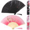 loghohu 2Pcs Foldable Chinese Hand Fans, Pink & Black, 38cm/15inch Open, 21cm/8.3inch Folded, Bamboo & Rice Paper, Lightweight, Perfect for Party, Wedding, Gift