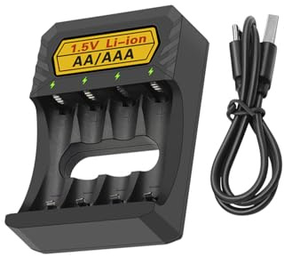 MLWSKERTY Batterie Litio da 1 5 V Caricano 4slot Dock per AA Ricaricabili AA/Triple Batteria con Protezioni da Sovraccarico Tipo C Caricatore Batteria Tipo C