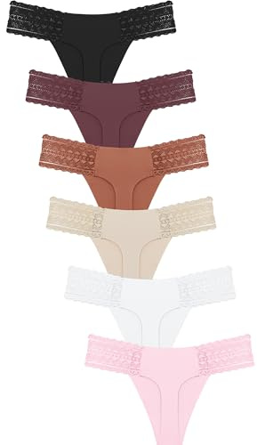 ALL OF SHE 6-pack string tanga dam sömlösa underkläder kvinnor sexiga underkläder dam spets sömlös V-midja underkläder stringtrosa flerpack S-XL