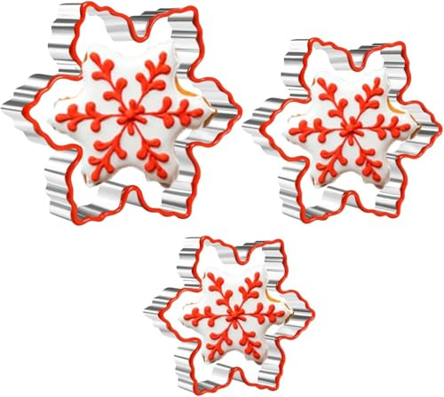 Snowflake Cookie Cutters, 3-Piece Stainless Steel Christmas Set