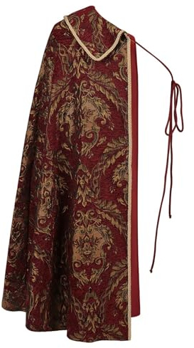Generisch Cape médiévale unisexe pour LARP Renaissance Cosplay Cape Halloween Costume Noble Tudor Roi Costume Poncho Renaissance Demi-épaule Robe à thème Fête Cloak Déguisement, rouge, taille unique