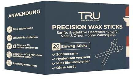 Tru Nasen&Ohren Haarentferner Wax 20 Einweg-Sticks, gebrauchsfertig, Föhn aktivierbar