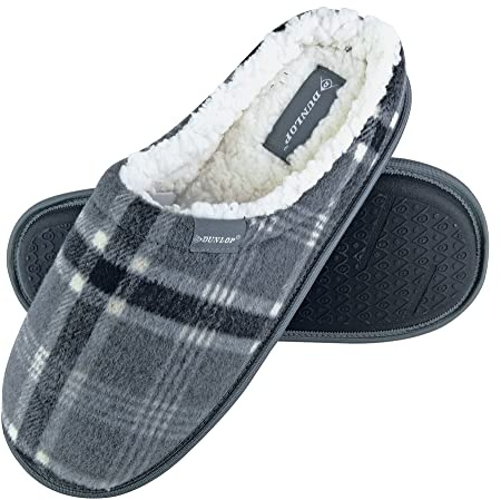 DUNLOP - Homme Confortables Eponge Hiver Chaudes Pantoufles Chaussons de Maison (43 EU, 7179 Grey)