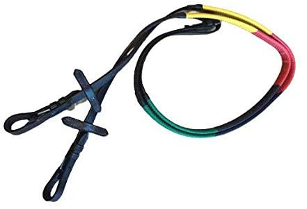 Cwell Equine MultiColour Rainbow Training Rubber Leather Reins For Horse Cob Pony Black (Full Size)