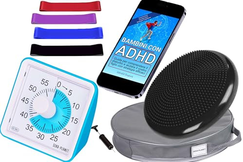 Temporizador para niños con TDAH negro con cubierta protectora y bandas elásticas para silla - Temporizador visual analógico para organización, autonomía, concentración
