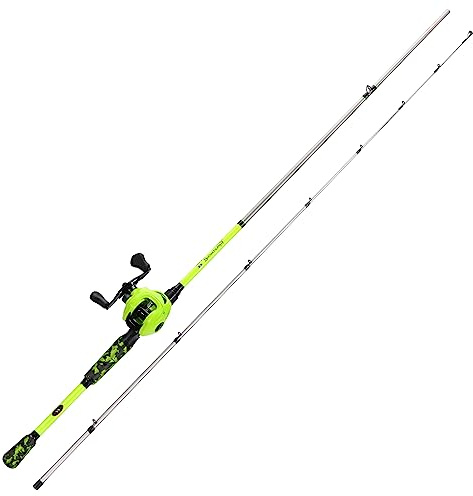 Sougayilang Kit de cannes à pêche et moulinets en graphite IM7 - 2 pièces, guides inox, frein magnétique 7.2:1, moulinets Baitcaster pour eau salée et douce