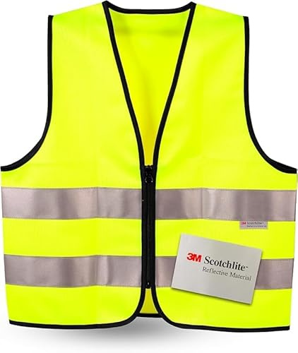 SIFE Kids' Safety Vest for Young Explorers,6 Color Options,Compatible with 3M Technology-Zipper-Yellow-Middle 9-12Y