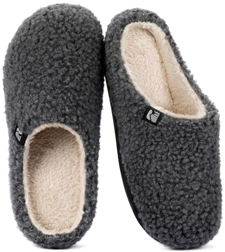 RockDove Women's Plush Retreat Sherpa Fleece House Slipper, 11-12,Dark Grey