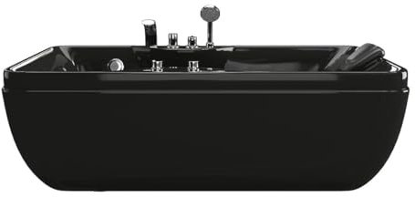 Vente-unique-Bañera de hidromasaje negro - 1 plaza - 140L - 150 x 75 x 54,5 cm - Ángulo izquierdo - GAVINO