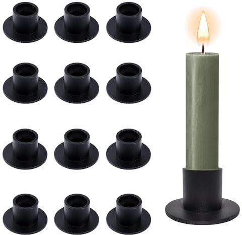 12 Stück Schwarze Kerzenständer,Retro Candlelight Dinner Kerzenhalter, für Wohn,Esszimmer und Schlafzimmerdekoration Kamindekoration