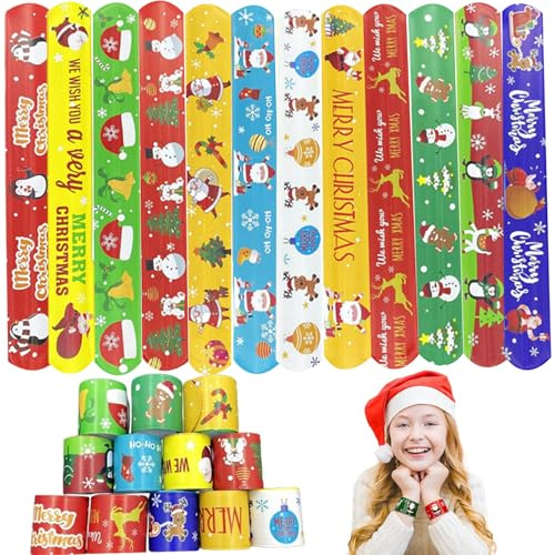 ZADEICK Bracciali Bambini 24/25/30/36 Pezzi Braccialetti Slap Gadget Compleanno a Scatto Regalini Fine Regalo Per Feste Dinosauri/Unicorno/Sirene/Natale/Nave Pirata